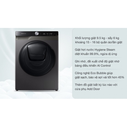 Máy giặt sấy Samsung Addwash Inverter 9.5 kg WD95T754DBX/SV